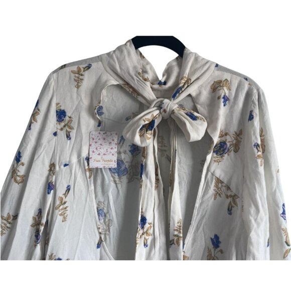 Free People Floral Mock Neck Mini Dress NWT L Ivory Cream Backless - Picture 6 of 15